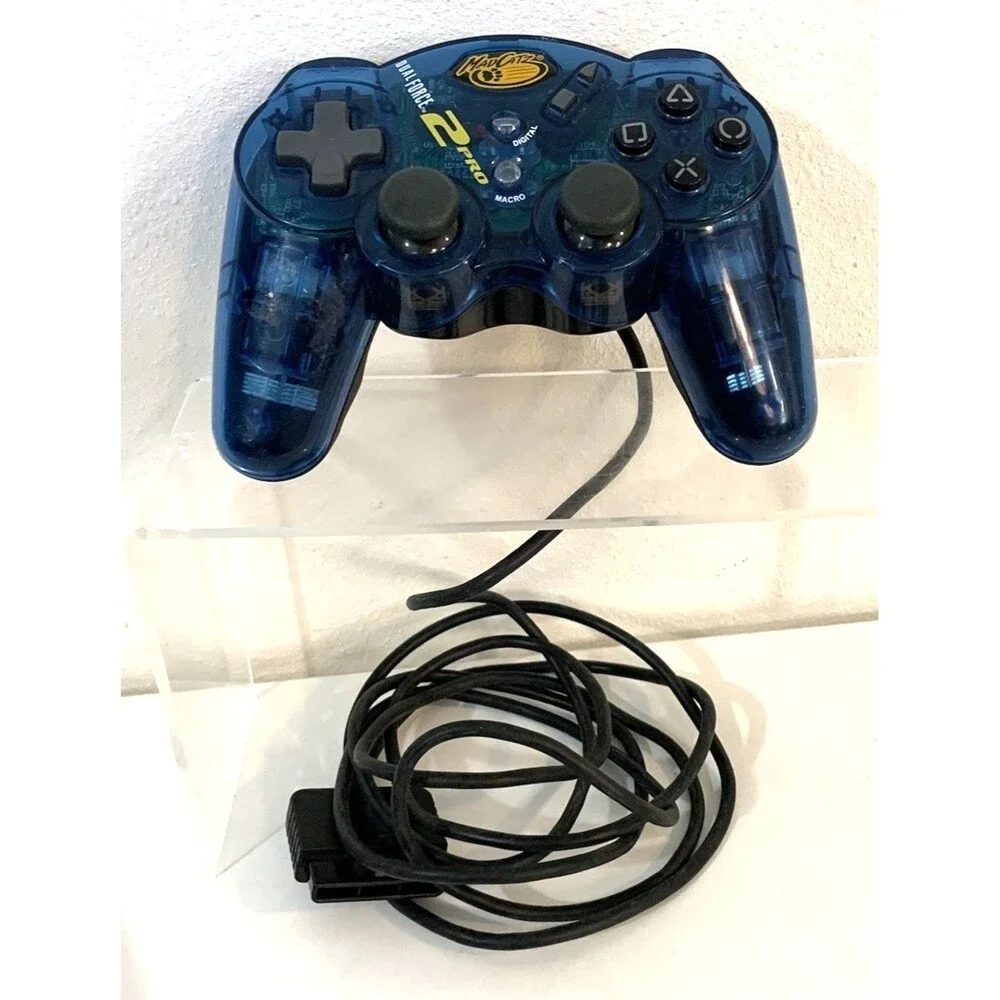 PS2 Mad Catz Dual Force 2 Pro Clear Blue Controller 8226 Playstation Tested